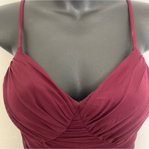 Express Body Contour Marron V Neck Ruched Bodysuit Size Extra Small - Picture 6 of 15